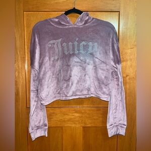 Vintage Y2K Juicy Couture Cropped Velour Bling Hoodie Large